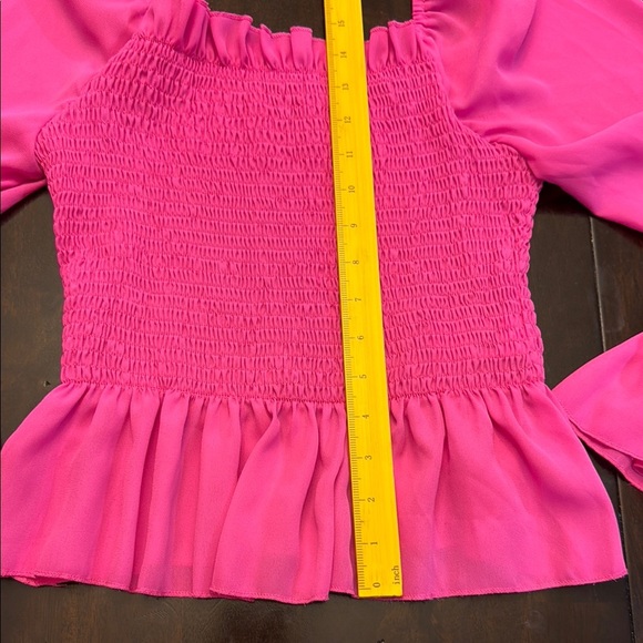 Pink Ruffled Puff Sleeve Smocked Top - Picture 12 of 15